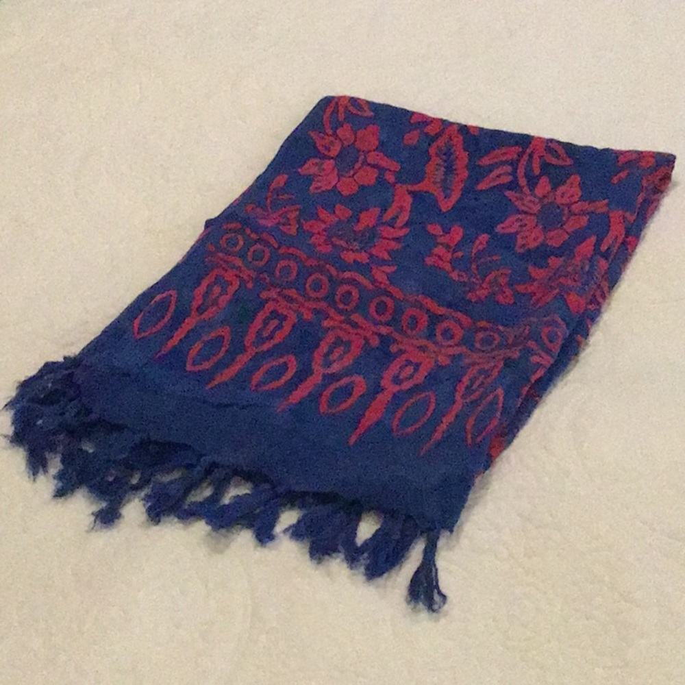 Tropical Pareo/Sarong Royal Blue Floral Print